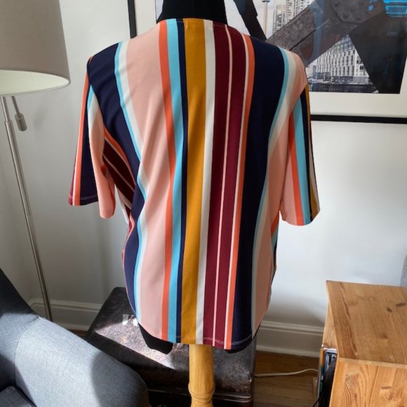 Halogen V-Neck Striped Side Tie Top, size medium - Picture 4 of 10